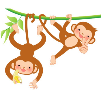 三猿のパロディですが ちょっとだけ見ている猿がかわいいです 年賀状 無料印刷